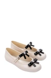 Melissa Soft Ballerina Bow Mary Jane Flat In Beige/black