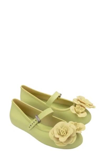 Melissa Soft Ballerina Petals Mary Jane Flat In Green