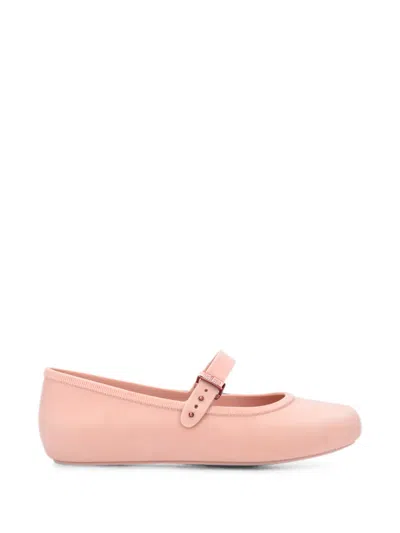 Melissa Soft Buckle-fastening Velvet-effect Ballet Flats In Black