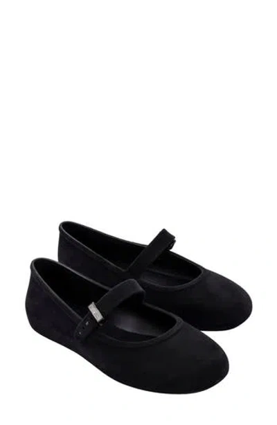 Melissa Soft Velvet Ballerina Flat In Black