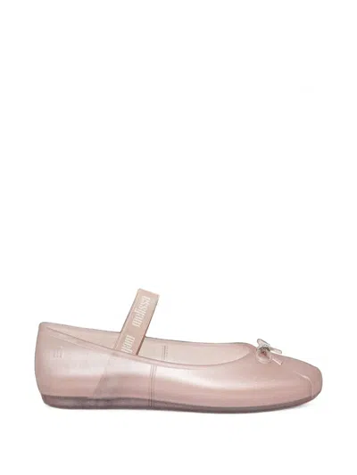 Melissa Sophie Glitter-effect Bow-detail Ballet Flats In Pink