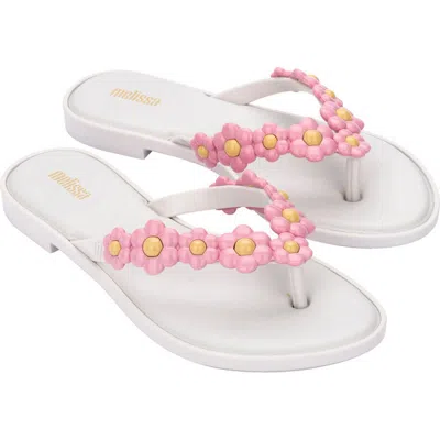 Melissa Spring Flip Flop In White/pink