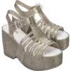 Melissa Station 79 Platform Sandal In Glitter Gold