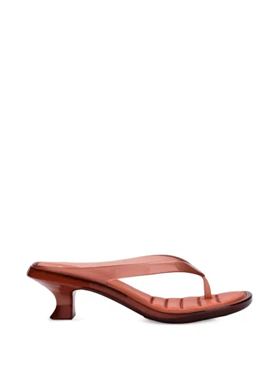 Melissa Jelly Kitten Heel Flip Flops Brown In Orange