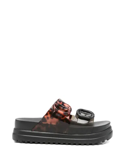 Melissa Tortoiseshell-effect Buckle-strap Sandals In Black
