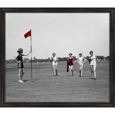 Melissa Van Hise 'beach Golf' Framed Photographic Print In Black;white;red