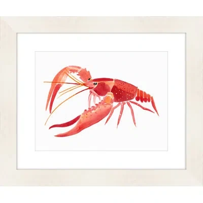 Melissa Van Hise 'crayfish' Framed Watercolor Painting Print In Red