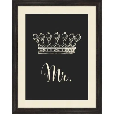 Melissa Van Hise 'crown Mr' Framed Graphic Art Print In Black;white
