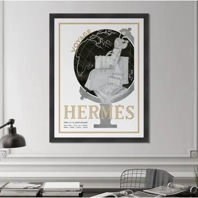 Melissa Van Hise 'hermes Paris Voyage' - Picture Frame Graphic Art Print On Paper In Black;white