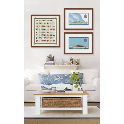 Melissa Van Hise Nautical Flags And Ship Stacks Framed Graphic Art In Red;beige
