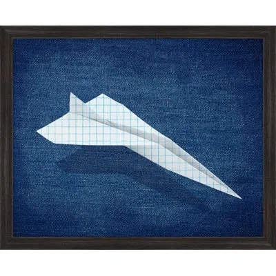 Melissa Van Hise 'paper Airplane' Framed Graphic Art Print In Blue;white