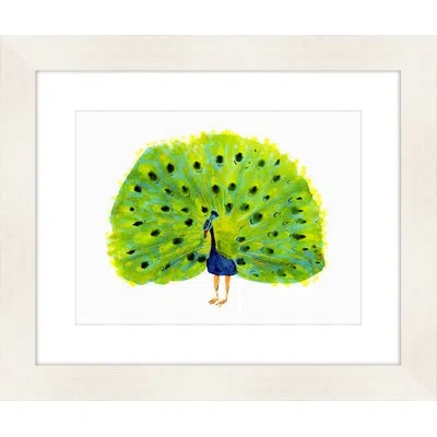Melissa Van Hise 'peacock' Framed Watercolor Painting Print In Blue;green