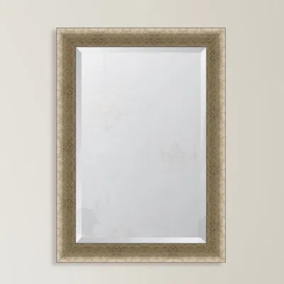 Melissa Van Hise Slight Concave Silver Crosshatch Resin Frame Wall Mirror In Beige