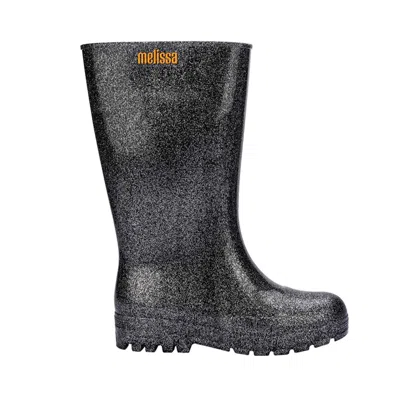 Melissa Women's Black / Silver Welly Boot - Black Glitter, Silver