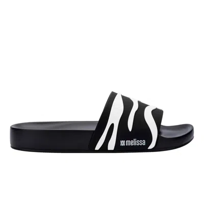 Melissa Women's Black / White Animal Print Slide - Black White In Black/white