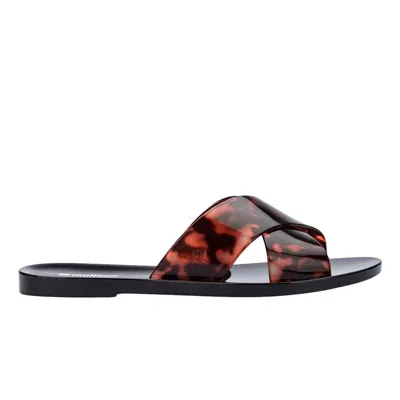 Melissa Women's Essential Cross Slide - Black, Tortoise In Multi
