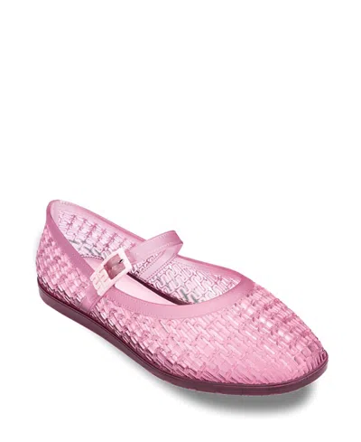 Melissa Harper Mary Jane Jelly Flat In Clear Pink