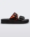 Melissa Cozy Black And Clear Tortoise Slide Sandals In Black