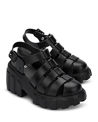 Melissa Megan Block-heel Platform Fisherman Sandals Women In Black
