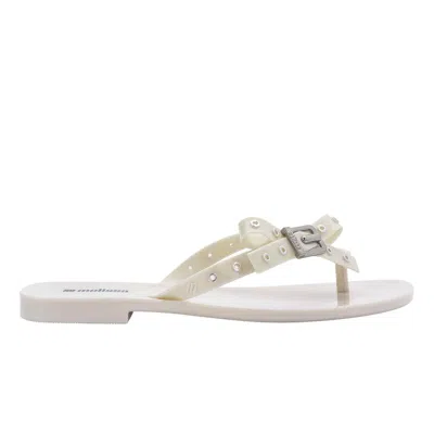 Melissa Women's Neutrals Harmonic Squared Flat Thong - Beige In White