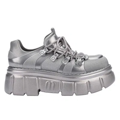 Melissa Women's Rebel Platform Combat Boot - Silver