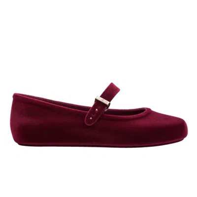 Melissa Women's Soft Ballerina Velvet Ii - Red Flock In Burgundy