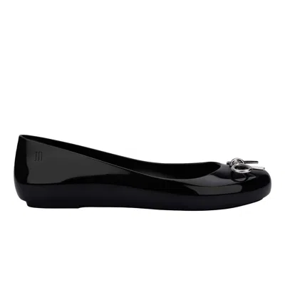 Melissa Women's Sweet Love Chrome Ballet Flat - Black, Onyx