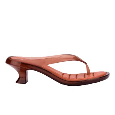Melissa Jelly Kitten Heel Flip Flops Brown In Orange