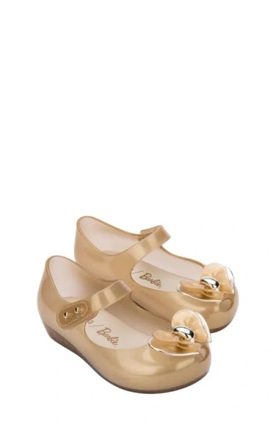 Melissa X Barbie® Kids' Mini Ultragirl Mary Jane Flat In Beige/slvr