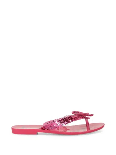 Melissa X Disney Harmonic Chrome Sequin-embellished Bow Flip-flops In Multi