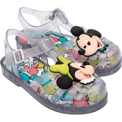 Melissa Kids'  X Disney® Mickey & Minnie Possession Fisherman Sandals In Glitter Clear Slv