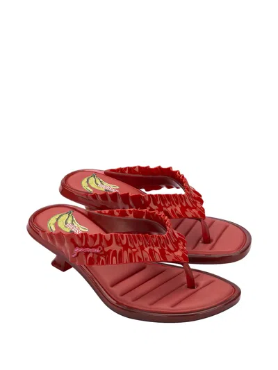 Melissa X Ganni Ruffled Kitten-heel Sandals In Multi