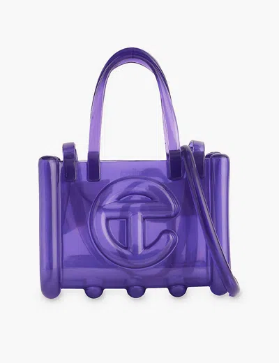 Melissa X Telfar Womens Purple Jelly Shopper Small Tote Bag