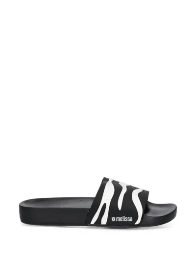 Melissa Zebra-print Slides In Black