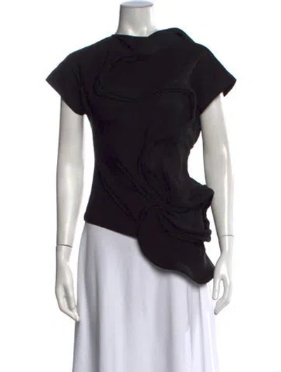 Pre-owned Melitta Baumeister Asymmetrical Short Sleeve Top In Black