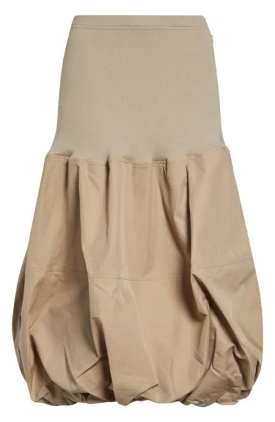 Melitta Baumeister Ball Mixed Media Bubble Hem Midi Skirt In Brown