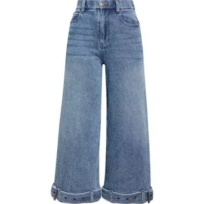Melitta Baumeister Belt Hem Crop Jeans In Blue Wash