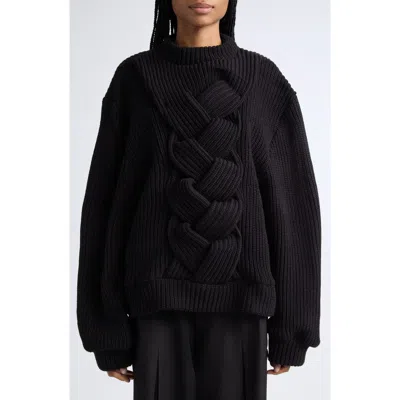 Melitta Baumeister Braided Ribbed Knit Sweater In Black