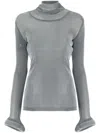 Melitta Baumeister Circle-cuff Sheer Top In Grau