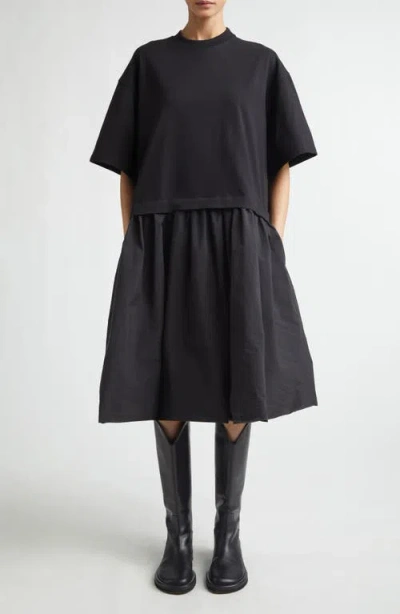 Melitta Baumeister Combo Jersey & Poplin T-shirt Dress In Black