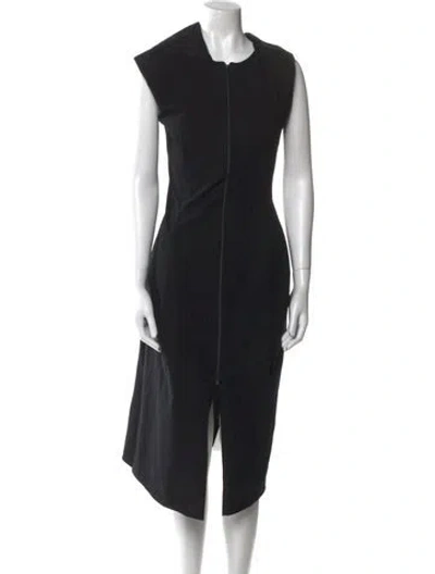 Pre-owned Melitta Baumeister Crew Neck Midi Length Dress In Black