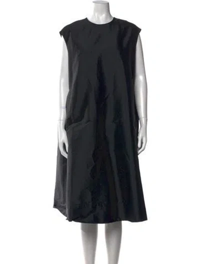 Pre-owned Melitta Baumeister Crew Neck Midi Length Dress In Black