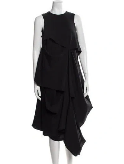 Pre-owned Melitta Baumeister Crew Neck Midi Length Dress In Black