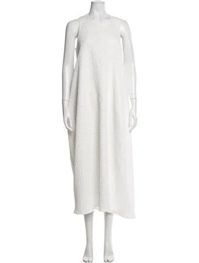 Pre-owned Melitta Baumeister Crew Neck Midi Length Dress In White