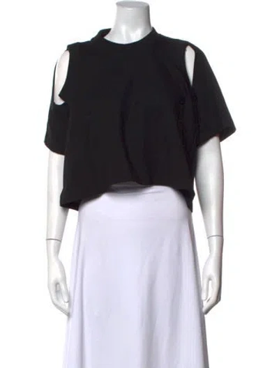 Pre-owned Melitta Baumeister Crew Neck Short Sleeve Crop Top In Black