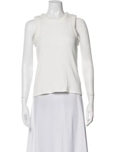 Pre-owned Melitta Baumeister Crew Neck Sleeveless Top In White
