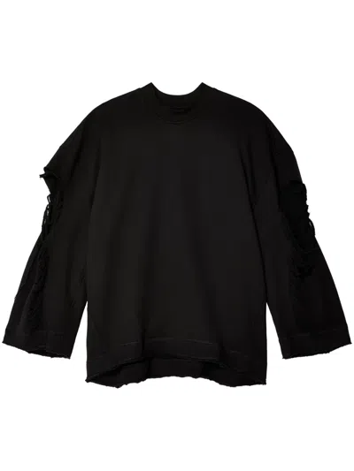 Melitta Baumeister Distressed Cotton Sweatshirt In Black