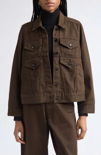 Melitta Baumeister Double Pocket Boxy Cotton Denim Jacket In Dark Brown