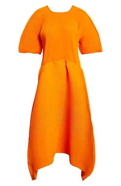 Melitta Baumeister Flowy Ripple Plissé Dress In Orange