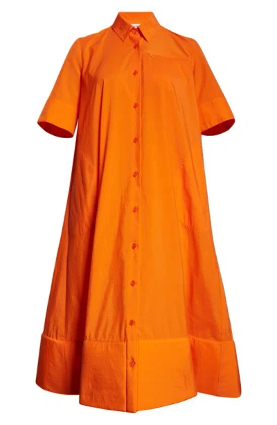 Melitta Baumeister Foam Bottom Midi Shirtdress In Orange